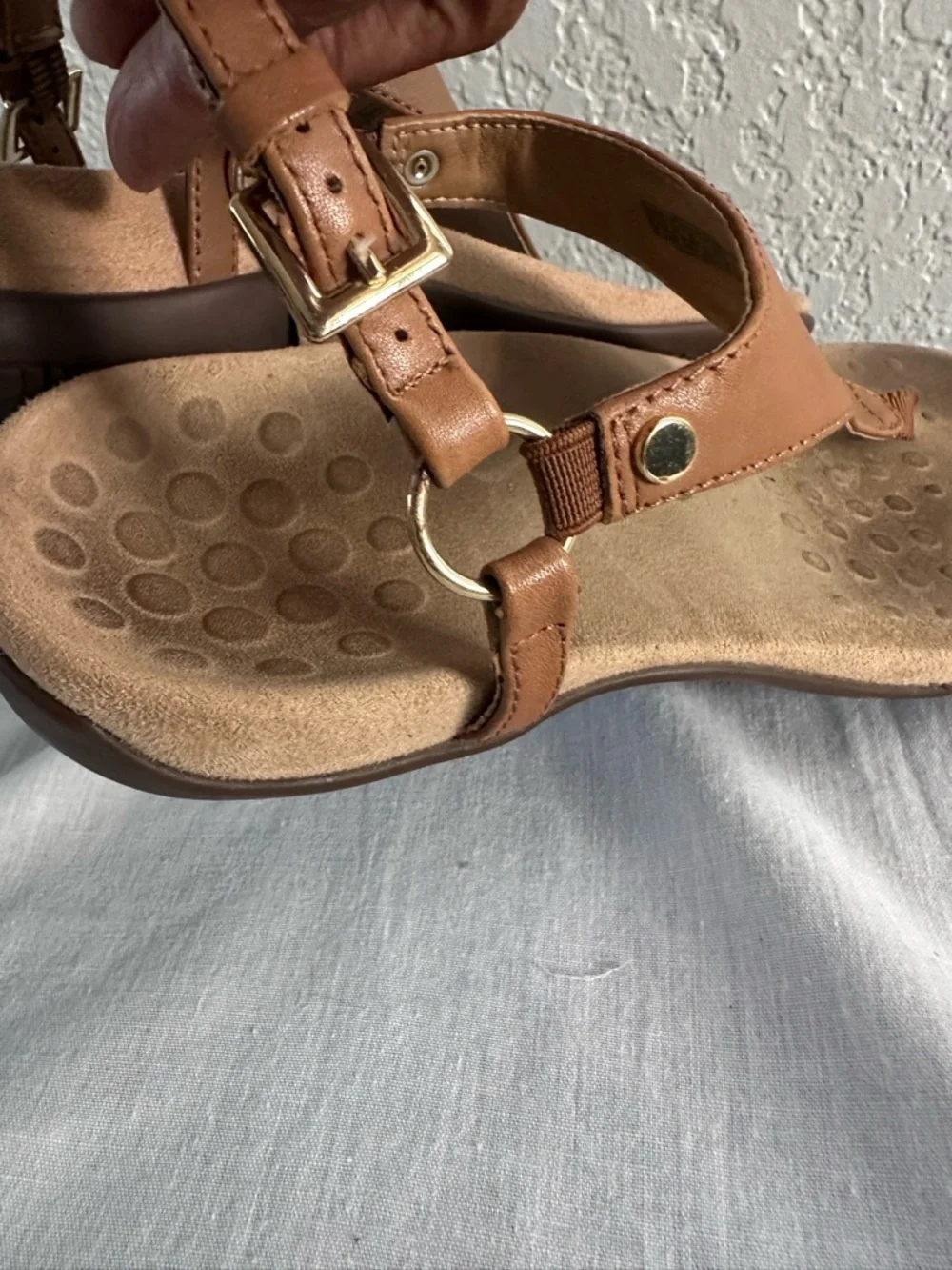 Vionic Kirra Sandals Womens 6.5 Brown Leather Thong Backstrap Comfort Flip Flop - Picture 6 of 8